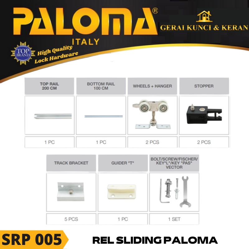 Sliding Rel Paloma SRP 005 2 Meter max 150kg