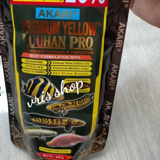 Akari premium yellow louhan pro 250 gram pakan louhan.chana predator