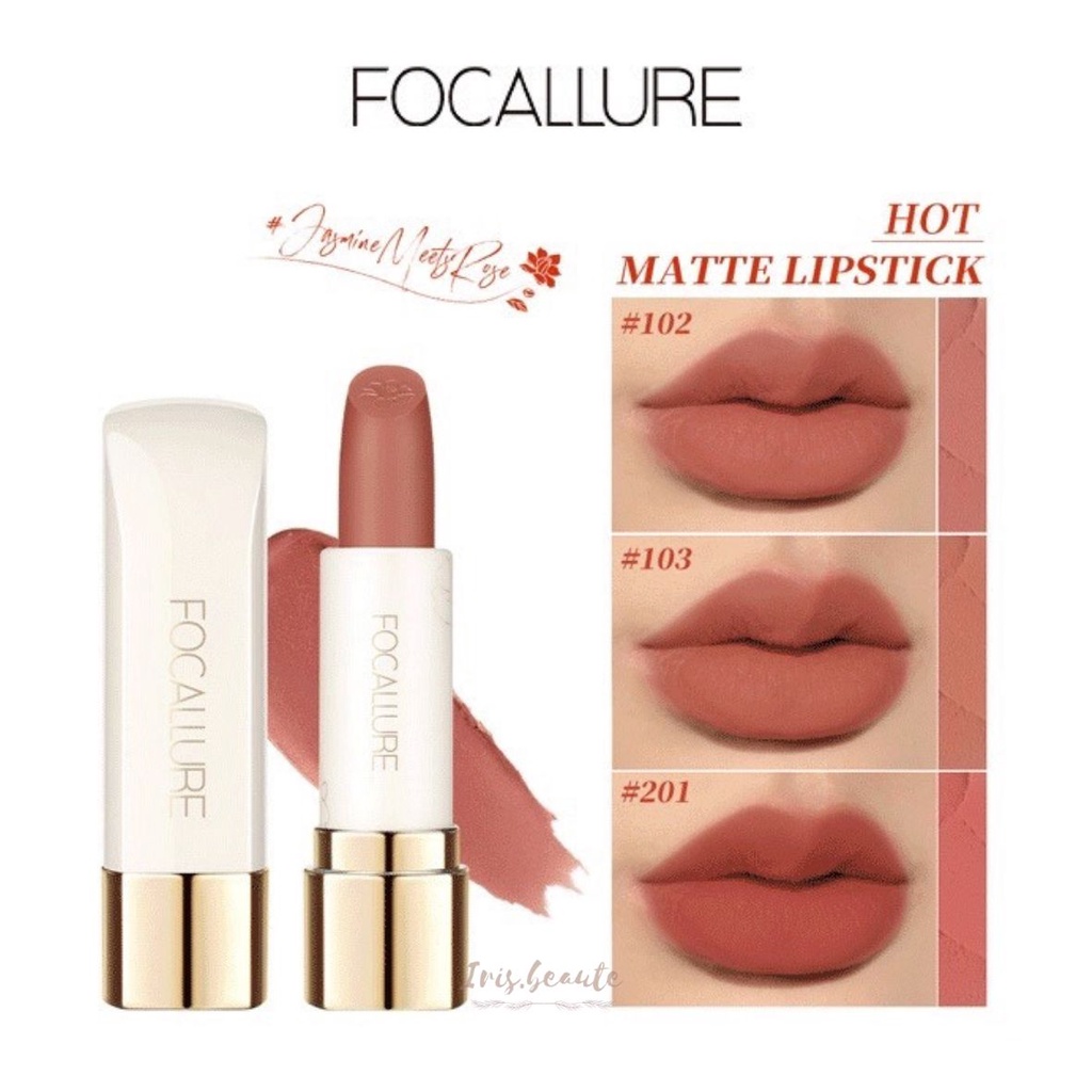 FOCALLURE Pure Matte Waterproof Lipstick / #JasmineMeetsRose / Kosmetik Bibir Lipstick