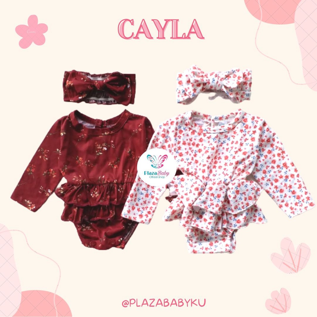 plazababyku MX CAYLA setelan bayi motif bunga yang lucu + free headband