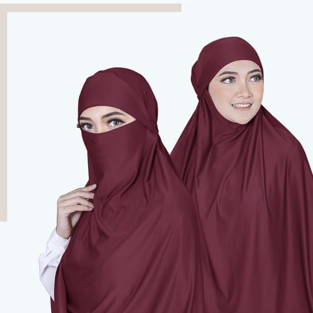 Hijab Khimar Niqab Syari Jumbo Siria Premium - Coffee