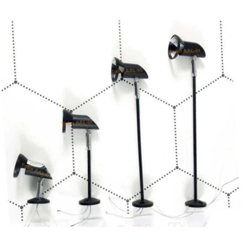 kap spotlight mr16 / fiting tangkai mr16 / kap lampu pameran sorot mr16 HITAM 3cm 10cm 20cm 30cm