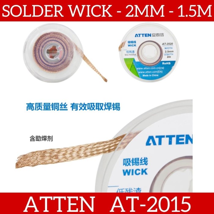 Original ATTEN AT-2015 Solder Wick ROHS Lebar 2mm Panjang 1.5 Meter