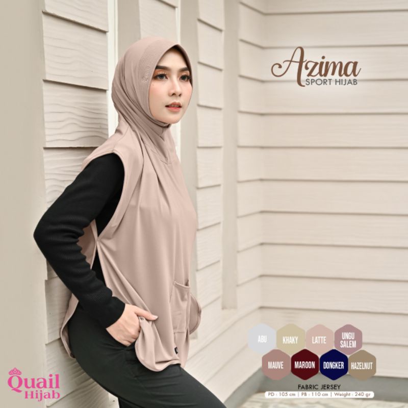 AZIMA SPORT HIJAB QUAIL ORIGINAL | JILBAB OLAHRAGA | JILBAB JOGGING