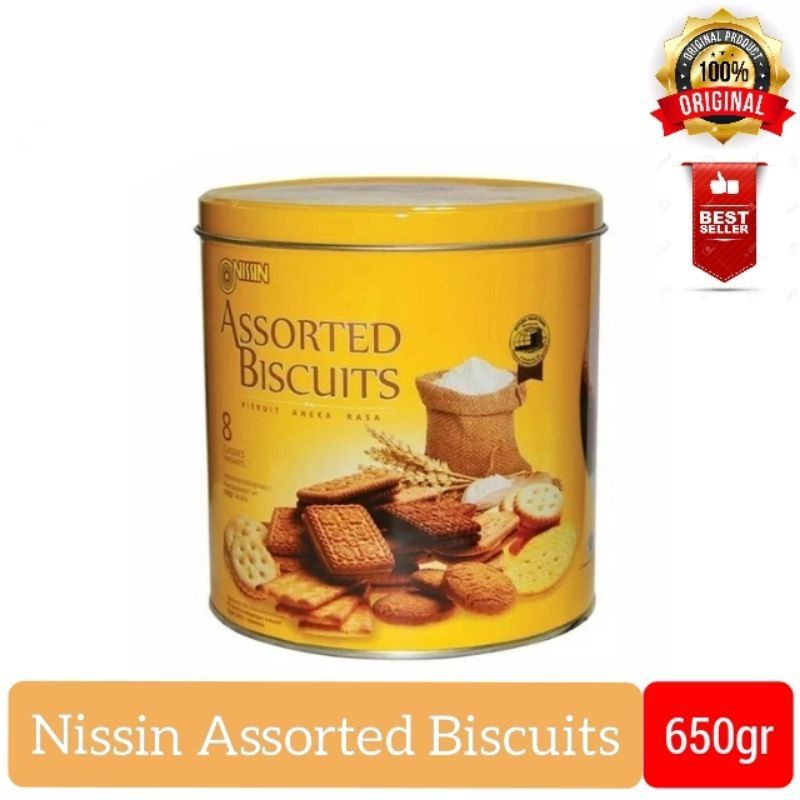 

Nissin assorted biscuits Yellow biskuit kaleng 650 gram