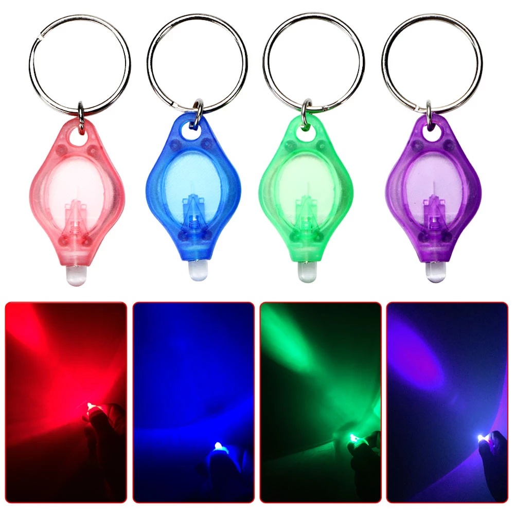 Gantungan Kunci Lampu Untuk Camping, Hiking LED Key Ring Light Torch Mini LED Keychain Senter Gantungan Kunci Senter LED Multicolor Key Ring Flashlight Emergency Keychain Light