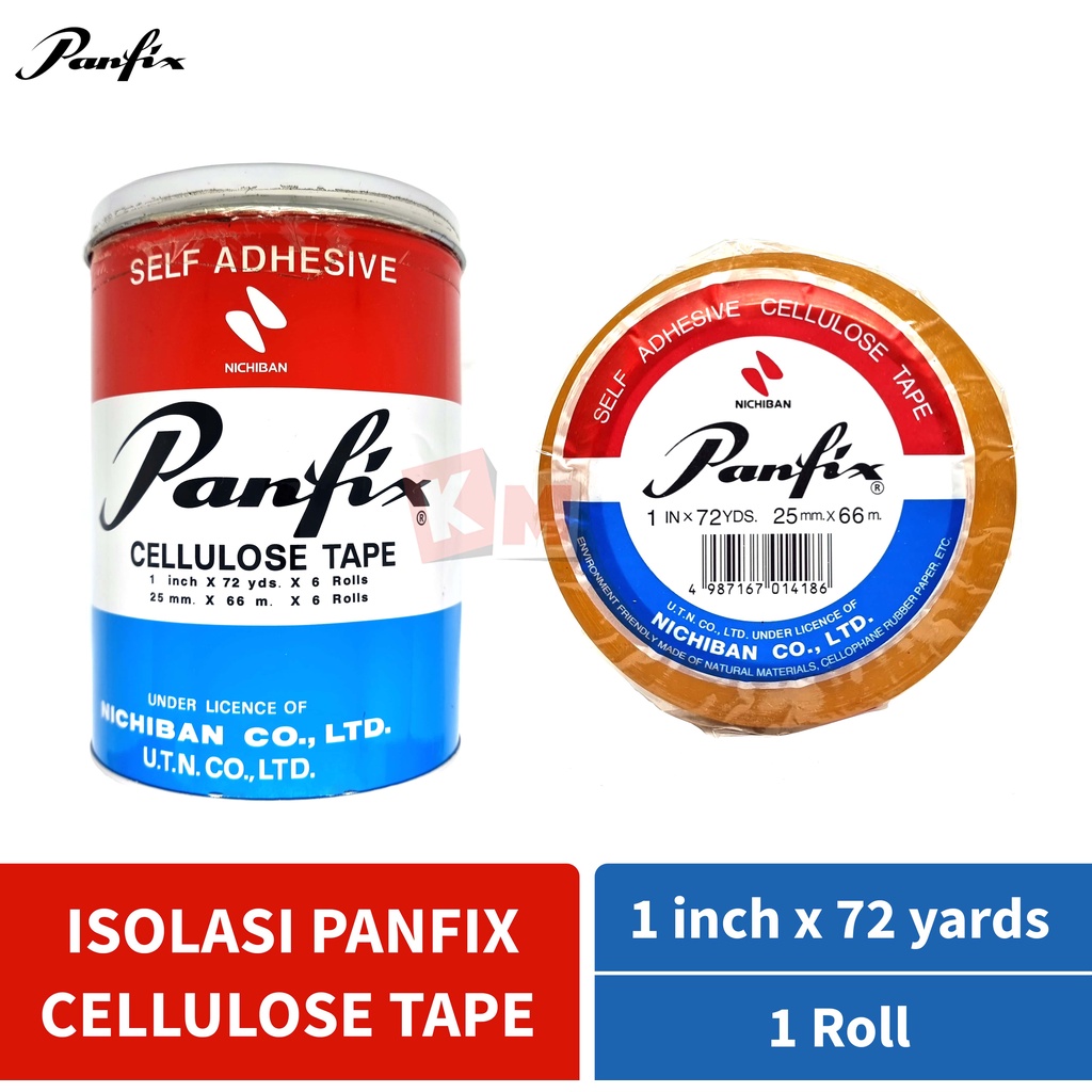 Isolasi Selotip Bening Panfix 25 mm / 1 Inch x 72 Yard Cellulose Tape