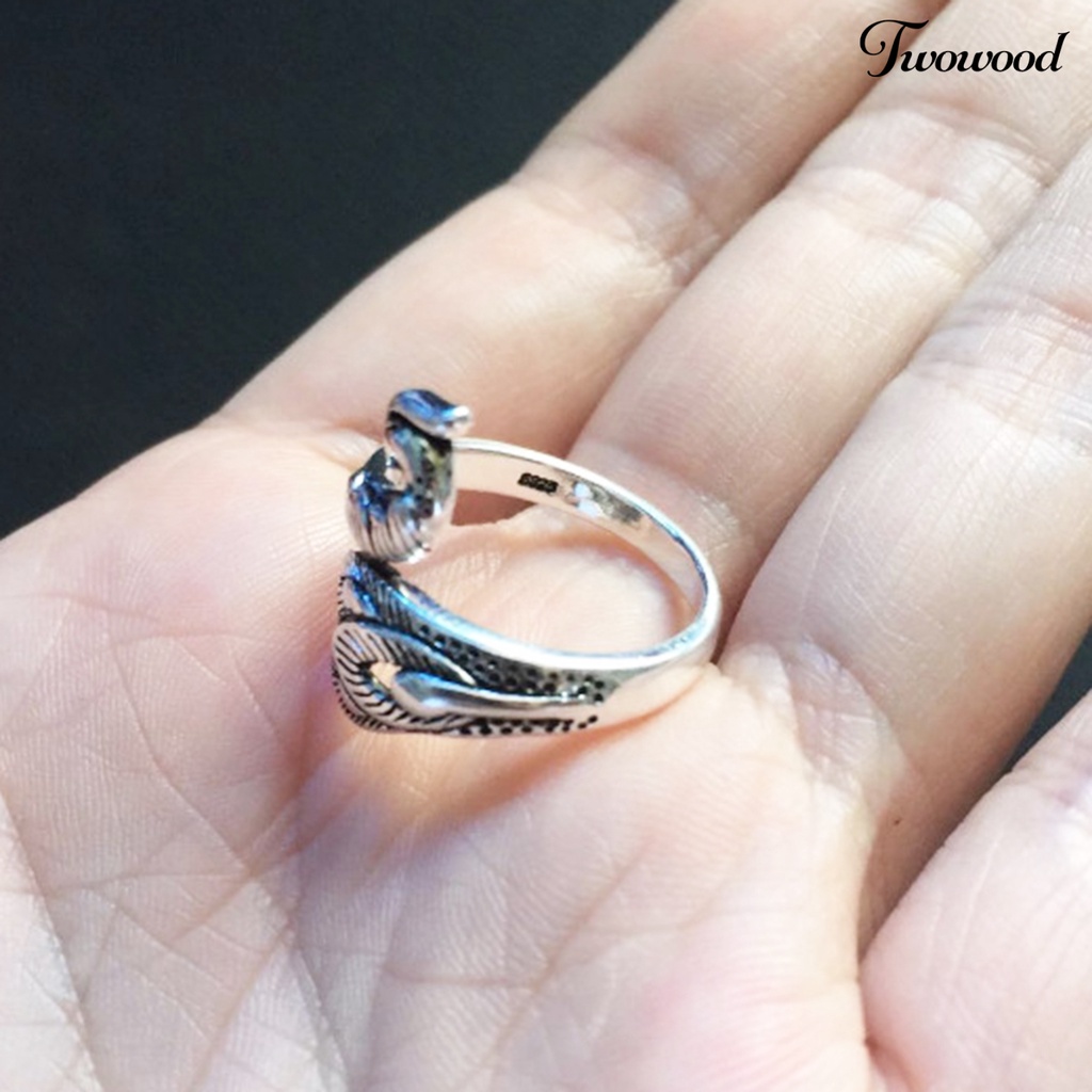 Cincin Jari Model Terbuka Adjustable Bentuk Phoenix Gaya Retro Untuk Unisex