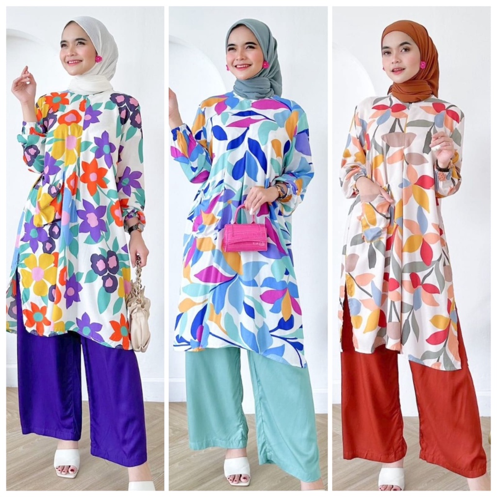 Arumi Set Hd.id | Setelan Tunik Rayon | One Set Panjang Hd.id