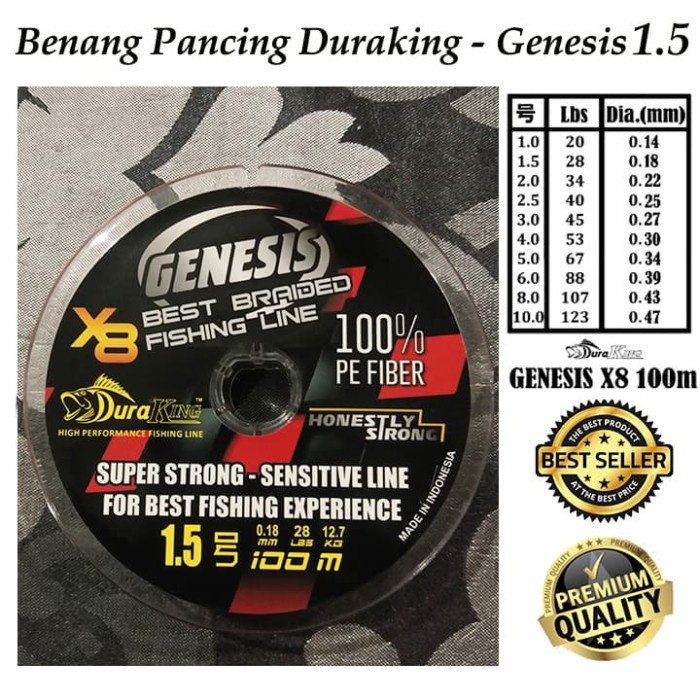 Benang/Senar Pancing Duraking Genesis Pe 1.5