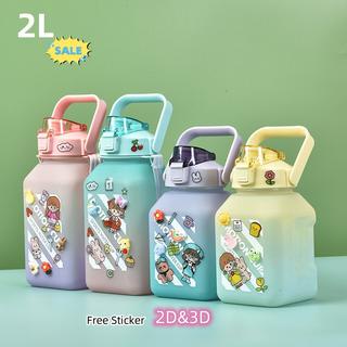 Botol Minum 2Liter Gemoy Model Beruang Gradasi FREE STIKER 2D&amp;3D Botol Minum Viral