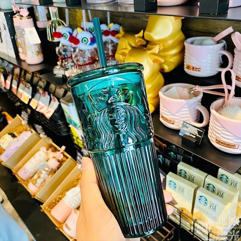 Starbucks Gelas Kaca Botol Minum Cup Tumbler Cup Reusable 600ML+ Sedotan