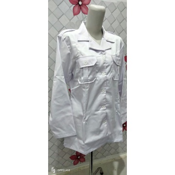SERAGAM DINAS PDH PUTIH JUMBO Krah rebah PUTIH/AMERICAN DRILL BIG SIZE lengan los