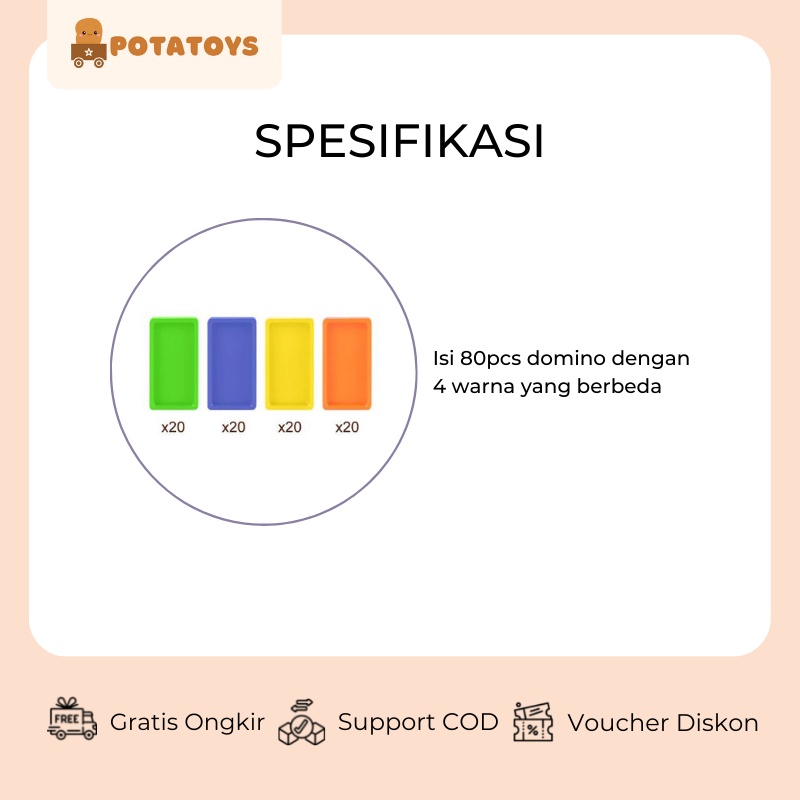[ Potatoys ] Mainan Anak Train Domino / Mainan Kereta Domino / Domino Train Anak / Mainan Kereta Anak