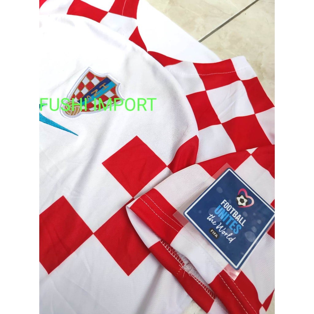 Jersey Baju Bola Kroasia Home Full Patch Piala Dunia World Cup 2022 Grade Ori