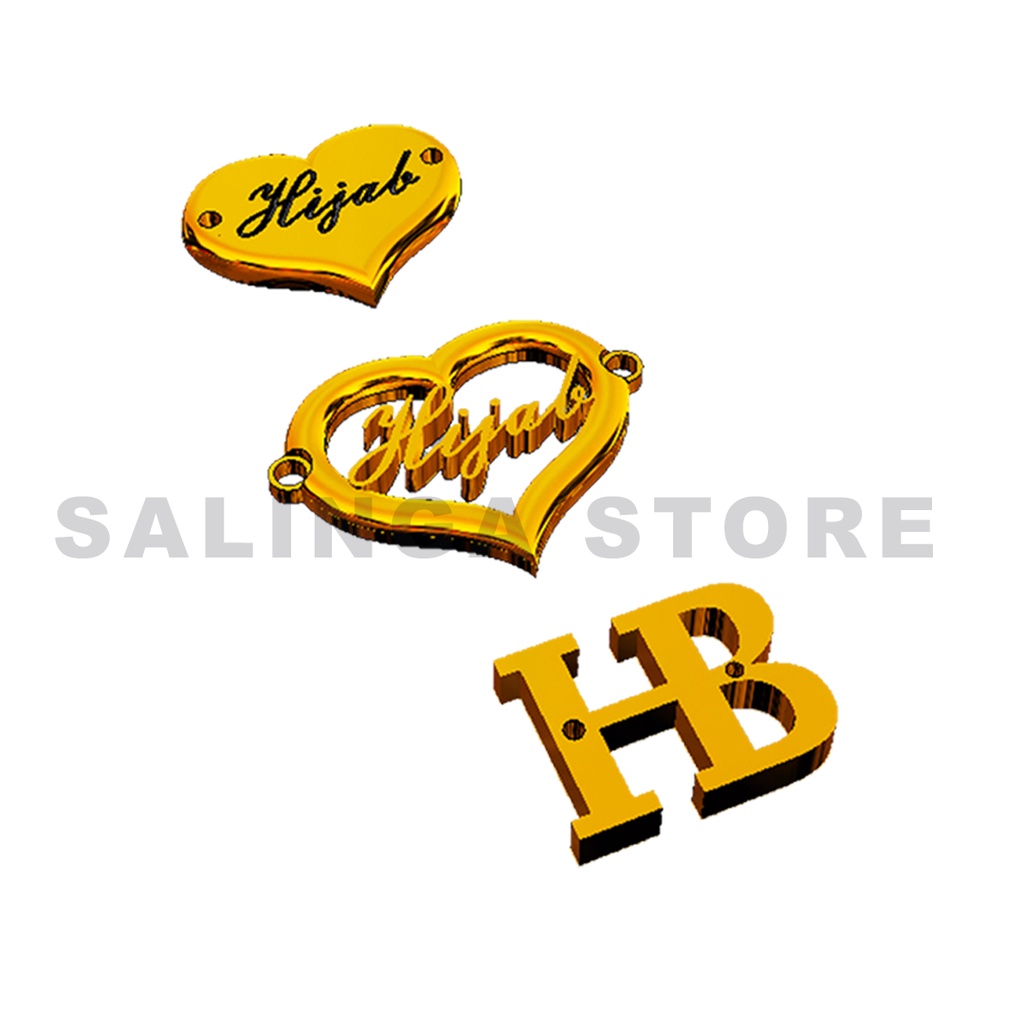 LOGO HIJAB LOGAM CUSTOM -  LABEL HIJAB/ LEBEL JILBAB / KERUDUNG / BAJU