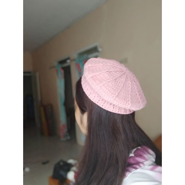 topi baret rajut/ baret hat chrocet korean style