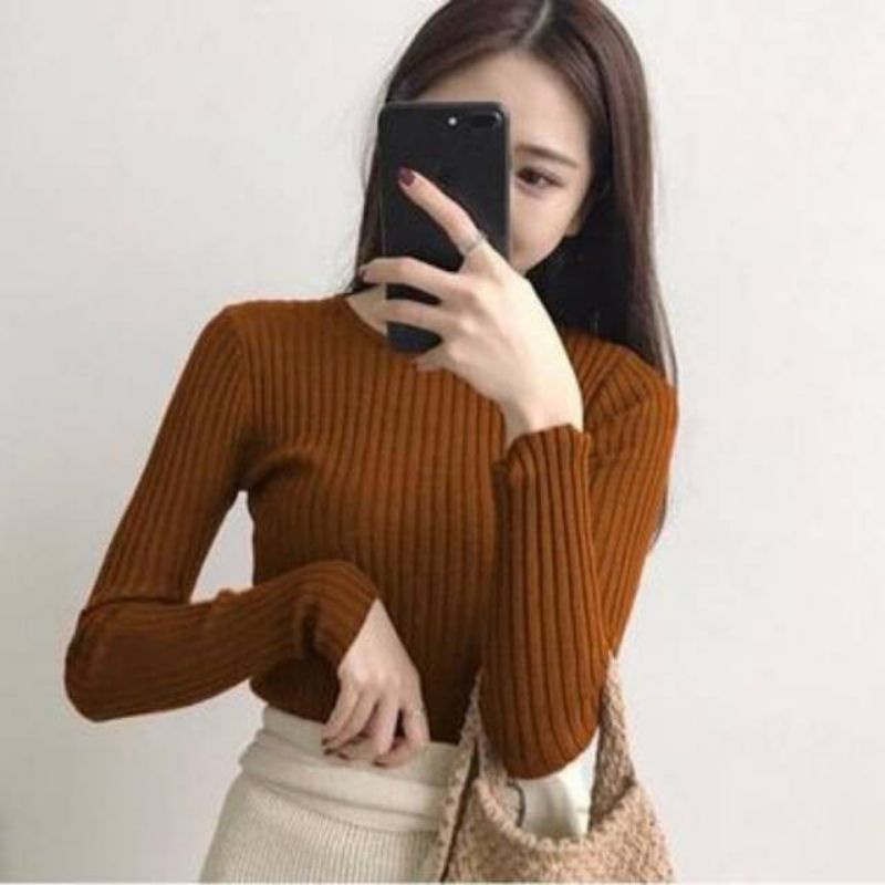 INNER RAJUT LENGAN PANJANG KERAH OBLONG/DALEMAN/RAJUT/