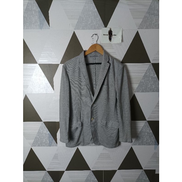 uniqlo blazer grey jaket comfort jas slimfit casual preloved