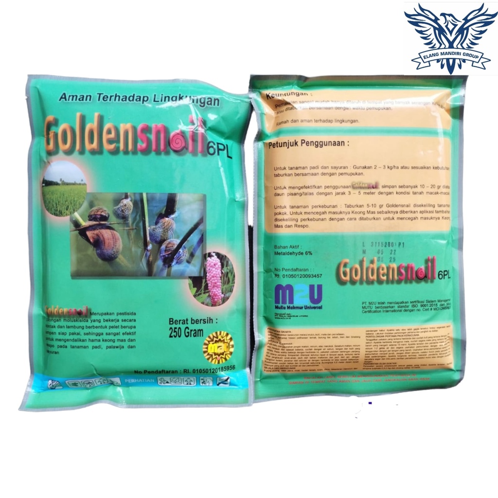 Moluskisida Goldensnail 6PL 250 gram Metaldehyde 6% Pembasmi Hama Siput/Keong