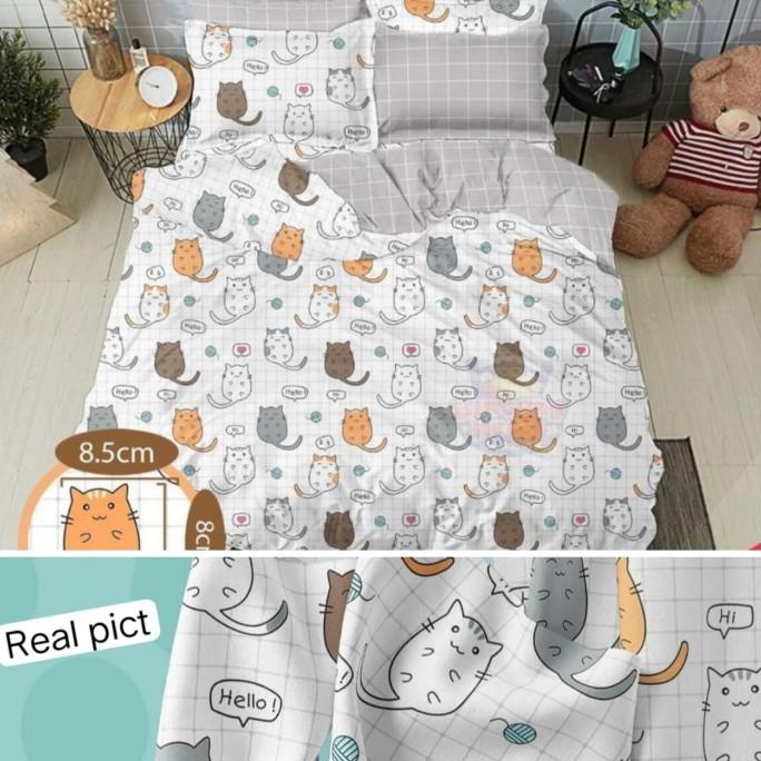 Bedcover Set L Bed Cover Set Katun Jaxine Motif Hello Cat Size Double