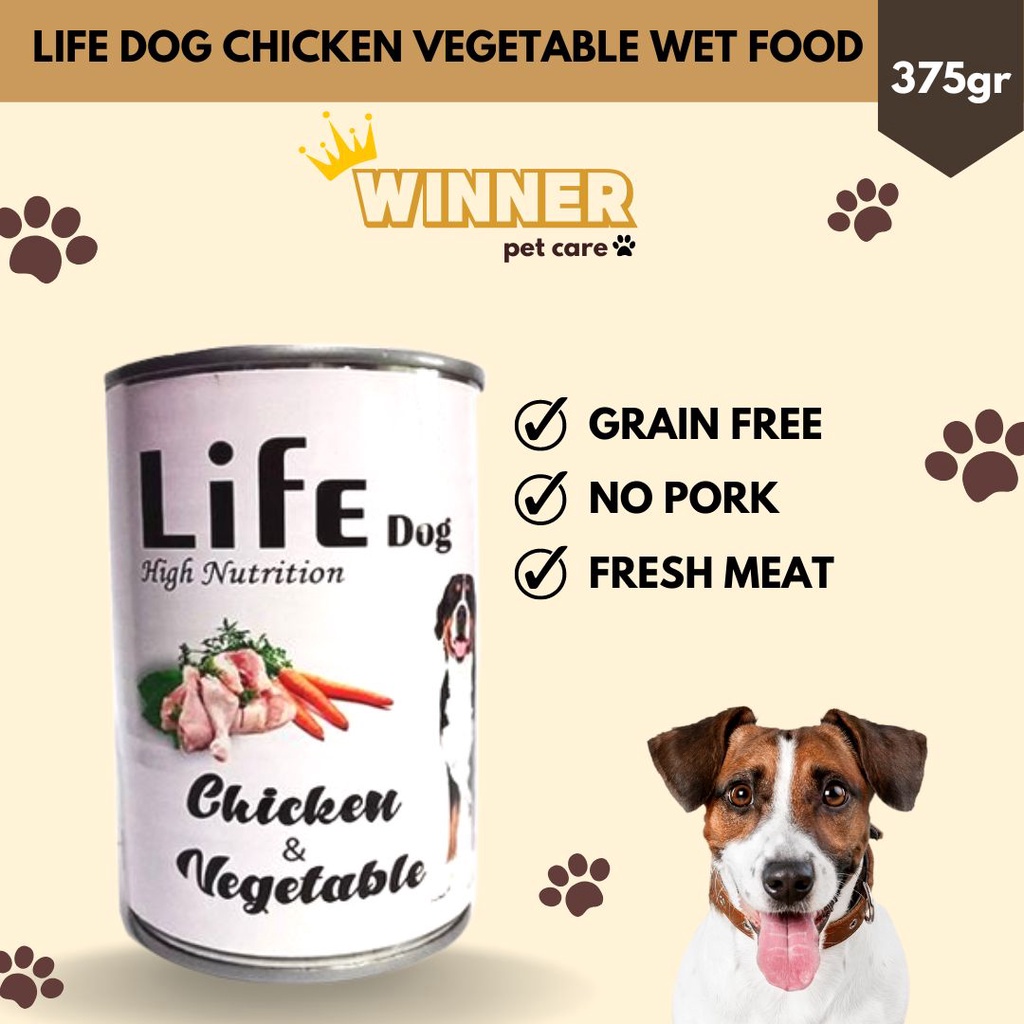 Life Dog Chicken Vegetable Dog Wet Food 375gr