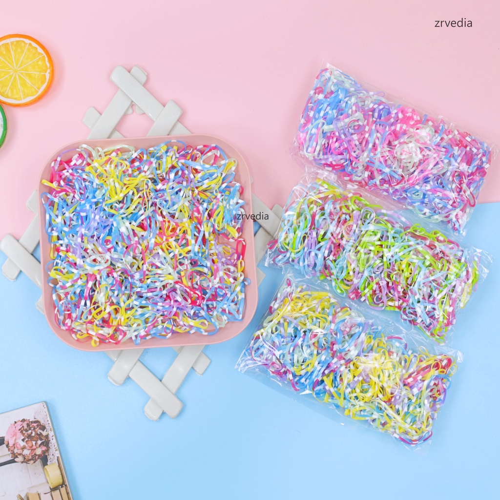 (ISI 1000) Karet Jepang Anak Perempuan Ikat Rambut Kuncir Kunciran / Import Aksesoris Rambut Hair Tie Balita Bayi Warna Warni Mini Kiosbalitaaprillia