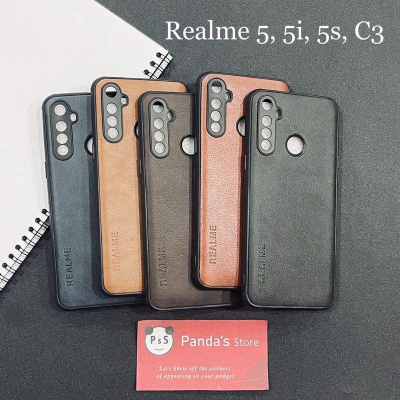 Leather Case Realme 5, 5i, 5s, C3 Softcase Kulit Elegan Casing Slim Fit