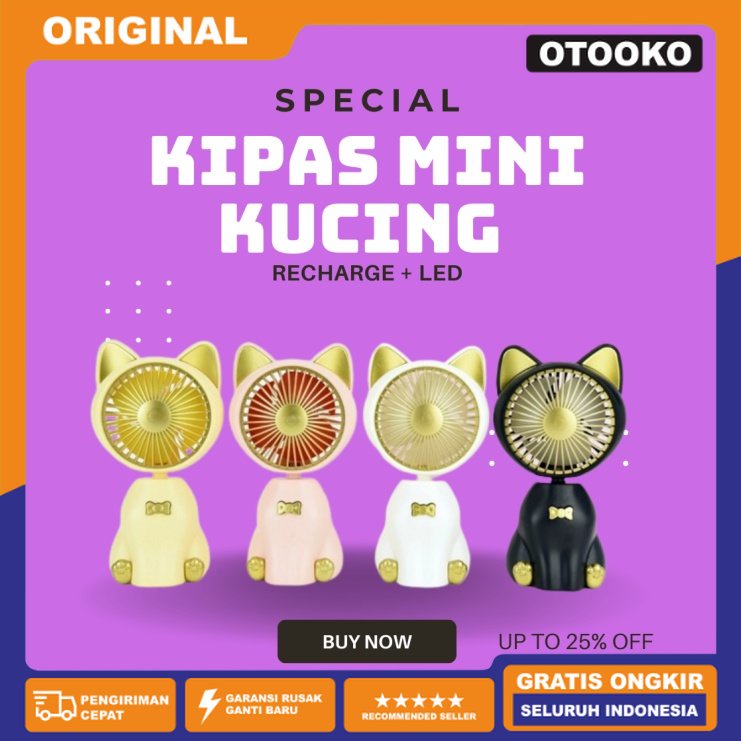 kipas mini kucing kipas angin mini kipas portable dinding karakter berdiri gantung Fans Recharge + LED