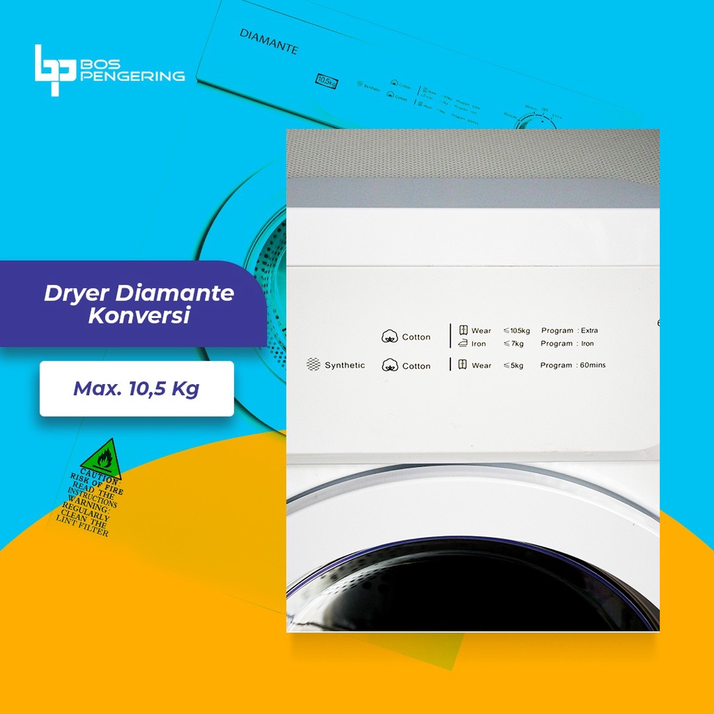 Mesin Pengering Laundry Dryer Diamante Analog Konversi Gas Diamante 10.5 kg Murah Terpercaya