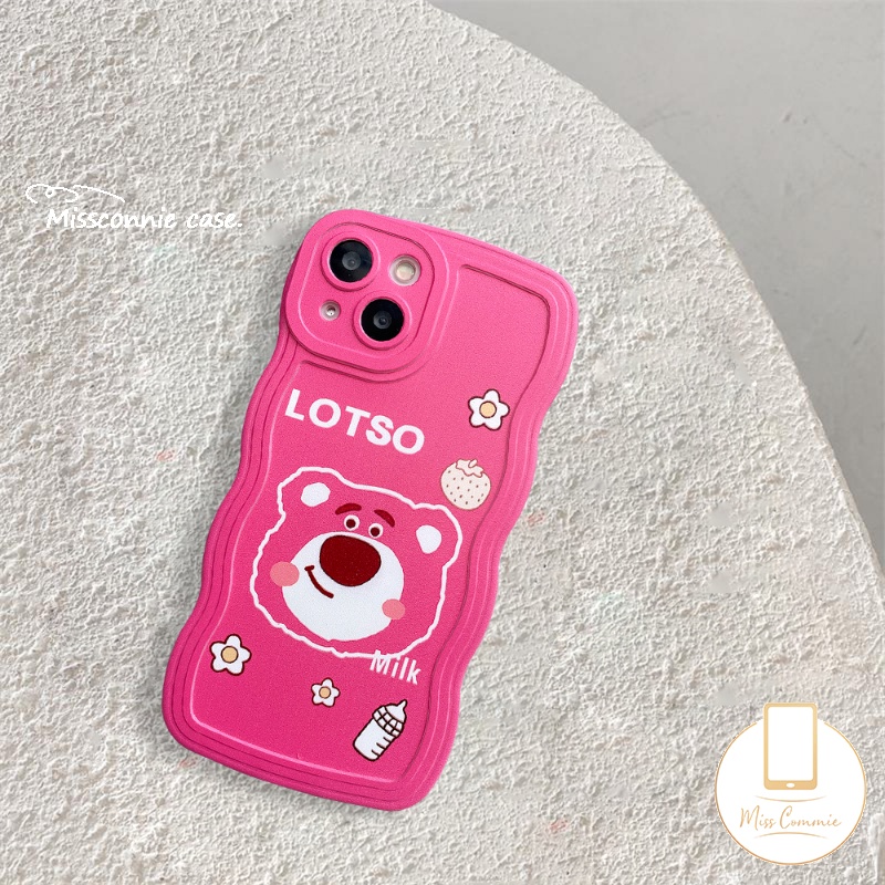 Casing Untuk Samsung A04E A12 A04 A13 A50s A53 A04s A14 A03 A03s A50 A32 A23 A22 A52 A52s A02s A21s A30s A33 A20 A11 A51 M22 A31 Cute Strawberry Bear StellaLou Soft Wavy Edge Case