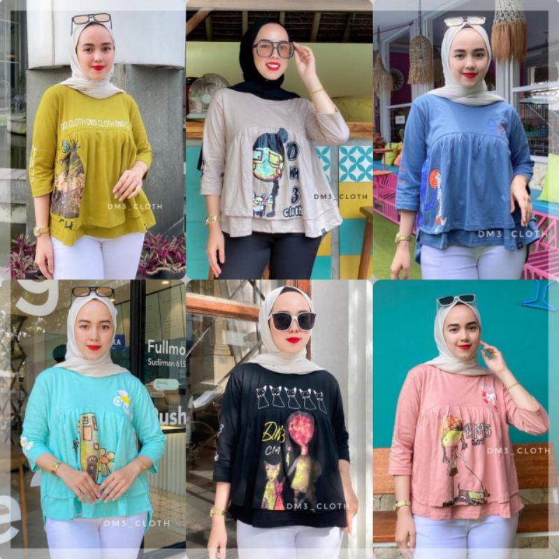 ATASAN KAOS RUFFEL DM3 / TOP DM3; ORIGINAL / BLOSE KAOS WANITA TERBARU