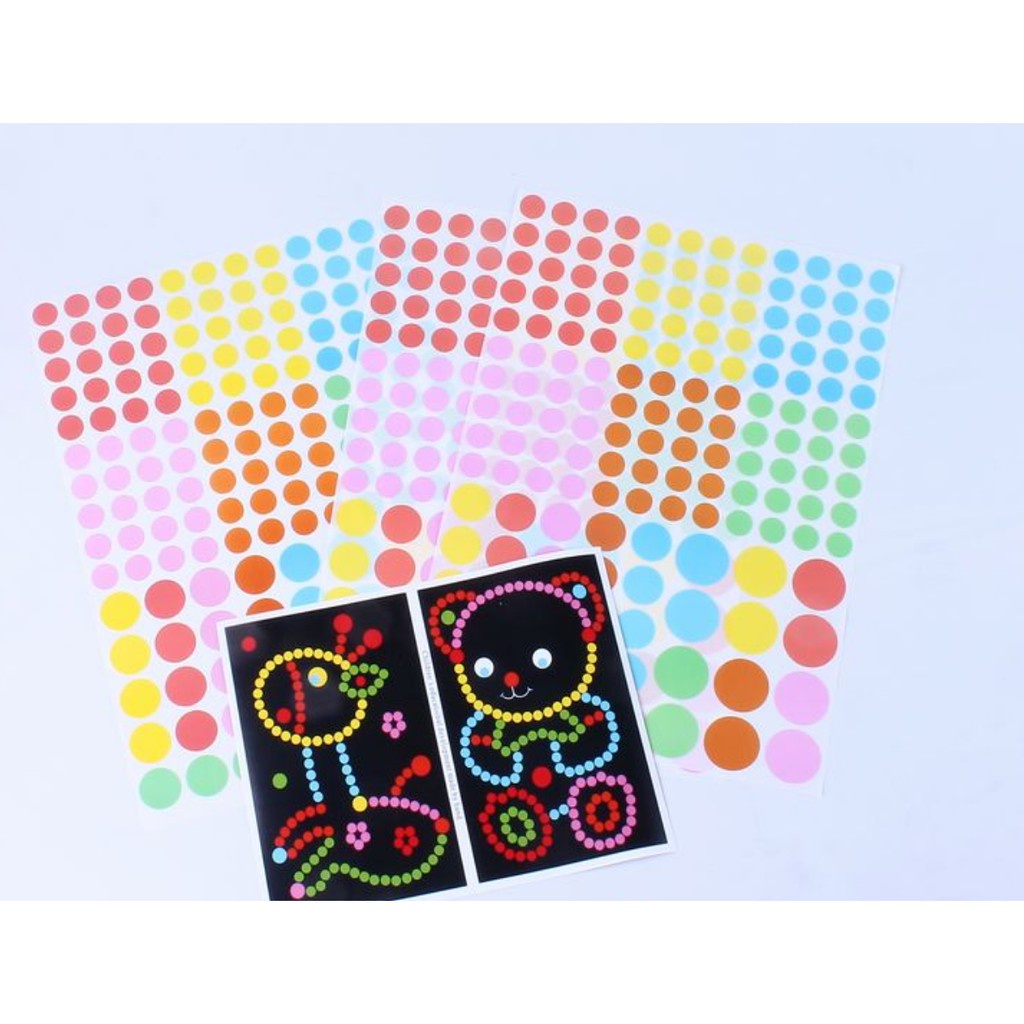 

SET DOT STICKER with PAPER/ isi 2 gambar dan w lembar sticker2 menempel stiker dot to dot LJBABYCOLLECTION