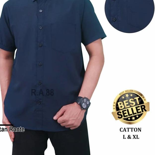 baju kemeja pria lengan pendek kuning polos premium - Abu-abu, S