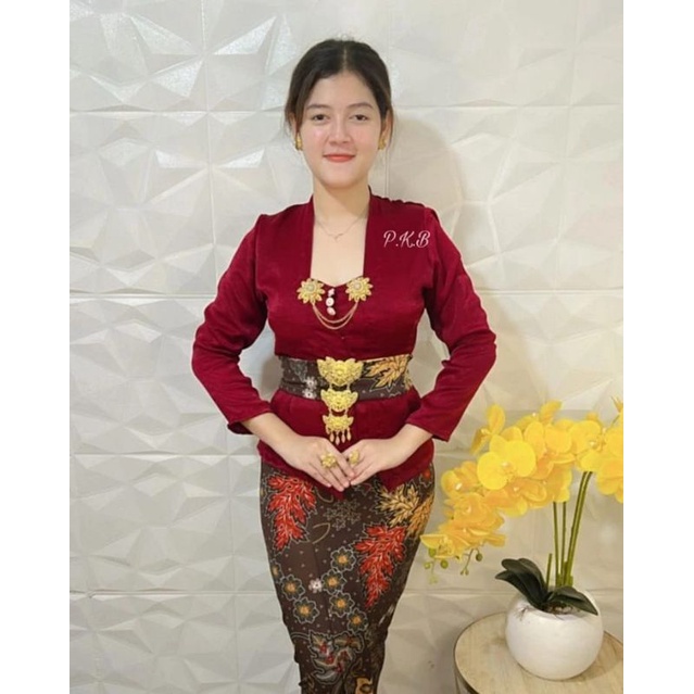 kebaya bali slik glosy size M - XXL lengan panjang (atasan saja) kebaya kundangan