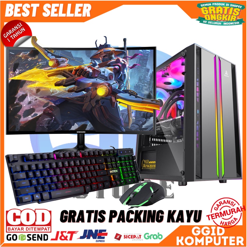 Bergaransi (GGP) Pc Fulset Intel I5 Ram 16GB VGA 4GB SSD 128GB Monitor Samsung Melengkung Gaming