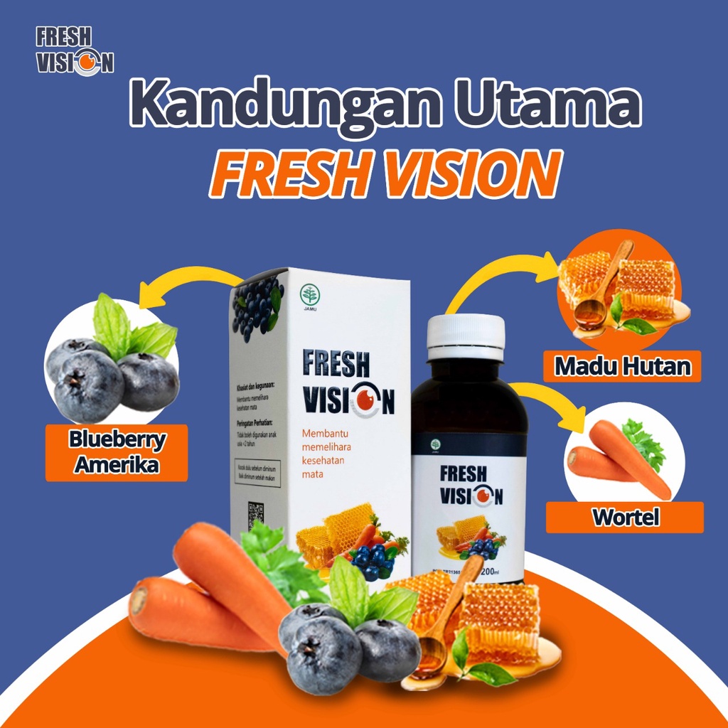 Madu Fresh Vision - Nutrisi Madu Atasi Masalah Mata Tegang Kering Kemerahan Gatal Minus Mines Silinder Cegah Katarak Glukoma Rabun Penglihatan Buram Kabur Isi 200ml