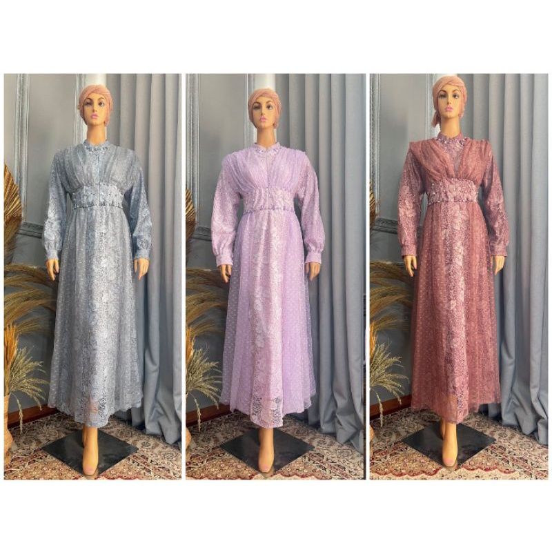 Gamis Brokat  Pesta polkadot / gamis modern / gamis murah / gamis seragaman / gamis tile / gamis hit