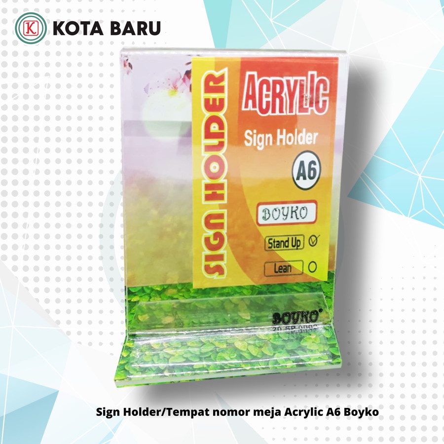 

Sign Holder/Tempat nomor meja Acrylic A6 Boyko