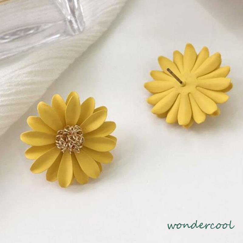 Anting Bunga Matahari Daisy Krisan Korea Fashion Sederhana Gaya Untuk Wanita-Won