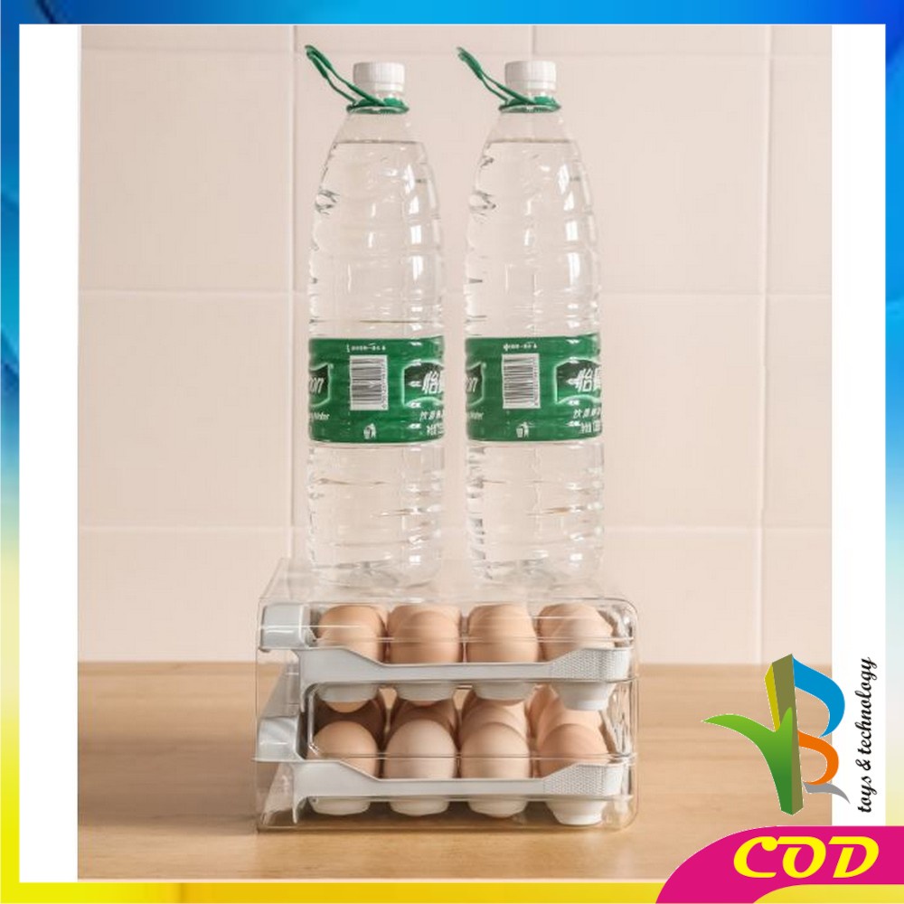 RB-C410 Tempat Telur 2 Tingkat Egg Storage Box Organizer / Rak Telur 2 Susun Kotak Telur / Box Penyimpanan Telor Rak Serbaguna