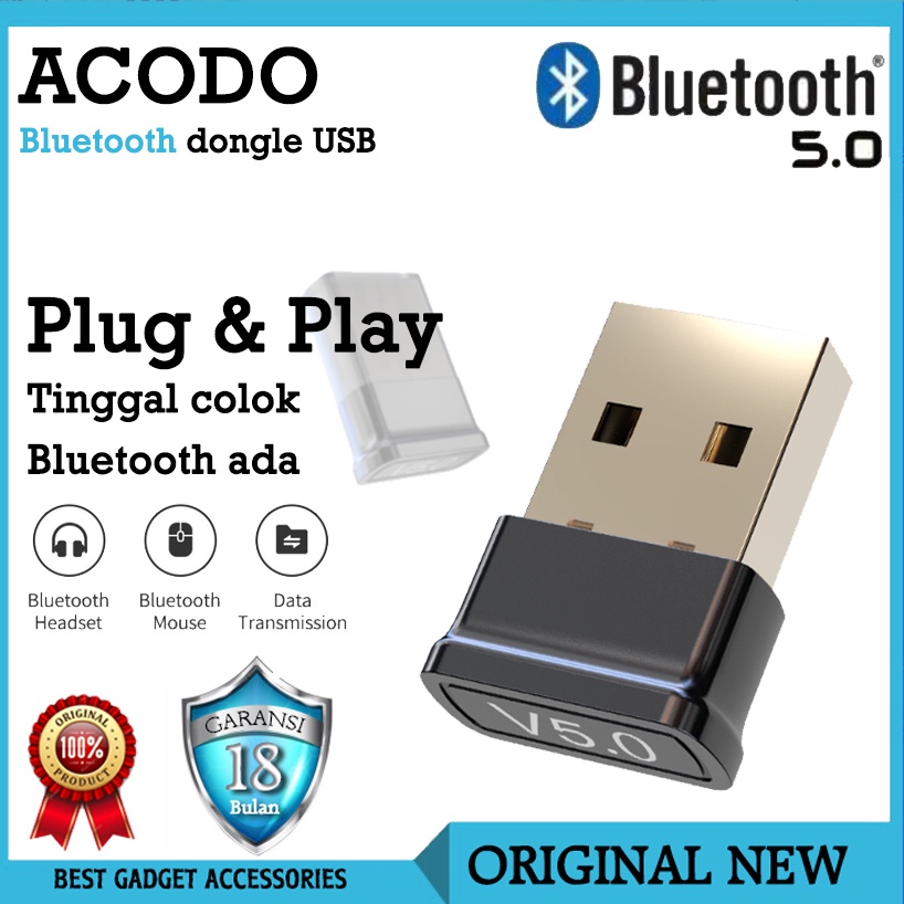 ACODO USB Bluetooth 5.0 Dongle Komputer PC Laptop Adaptor Windows Speaker Realtek blutut Headphone Adapter Receiver