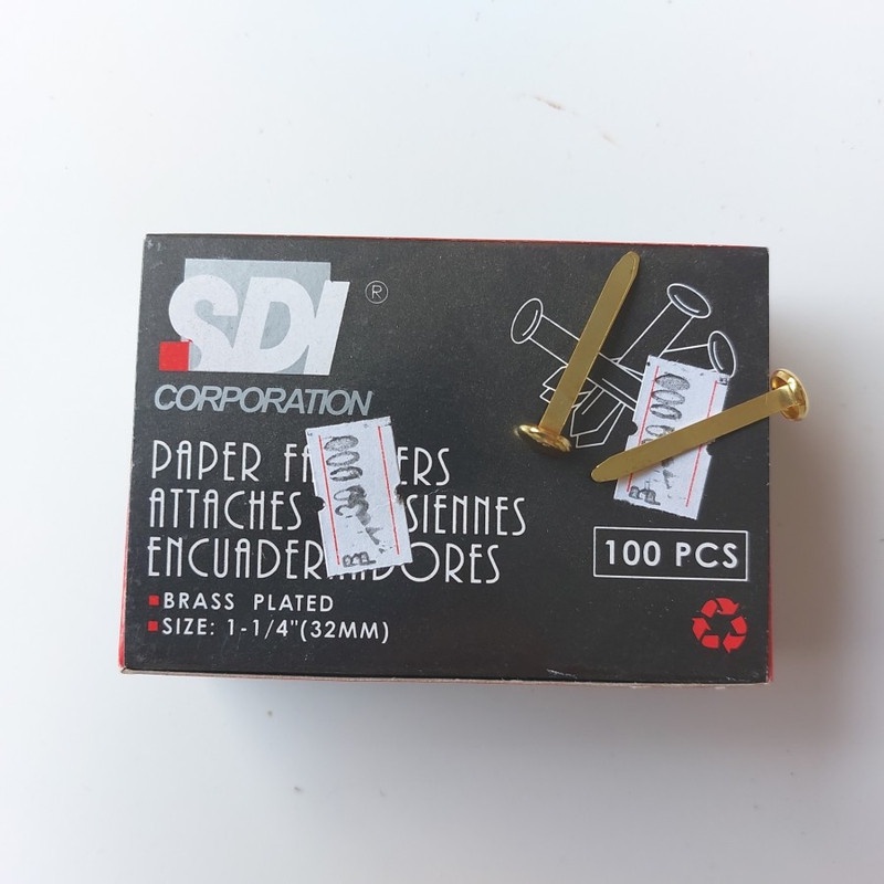 

1 PACK (ISI 100) Paper Fasteners SDI 32mm Bentuk Paku