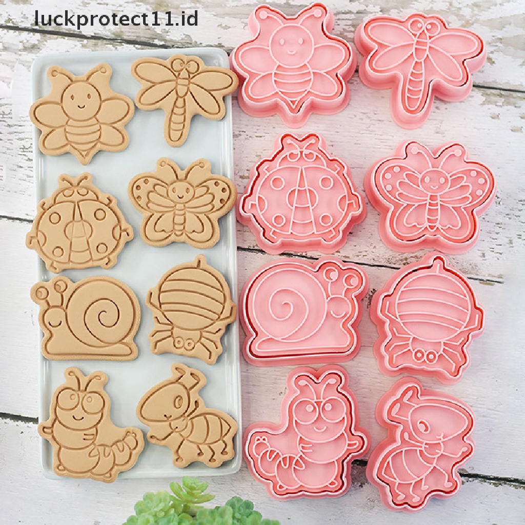 8pcs / set Cetakan Kue / Biskuit / Fondant Bentuk Kartun Hewan Hutan / Gajah / Singa / Lebah / Kupu-Kupu 3D Untuk Dapur