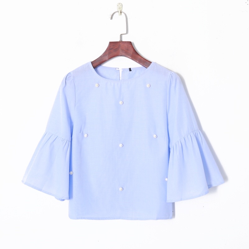 TOP 59 PEARL TOP / atasan bahan katun tipis blouse mutiara pearl lengan pendek lonceng baju warna li