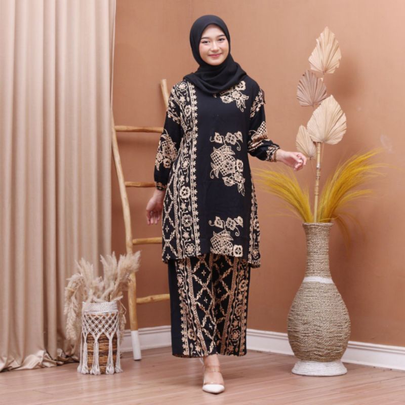 Setelan Wanita Rayon Premium Jumbo Tunik Piyama Baju Wanita Kekinian Busui Resleting Depan Lengan Berkaret Wudhu Friendly One Set Tunik Terbaru Termurah