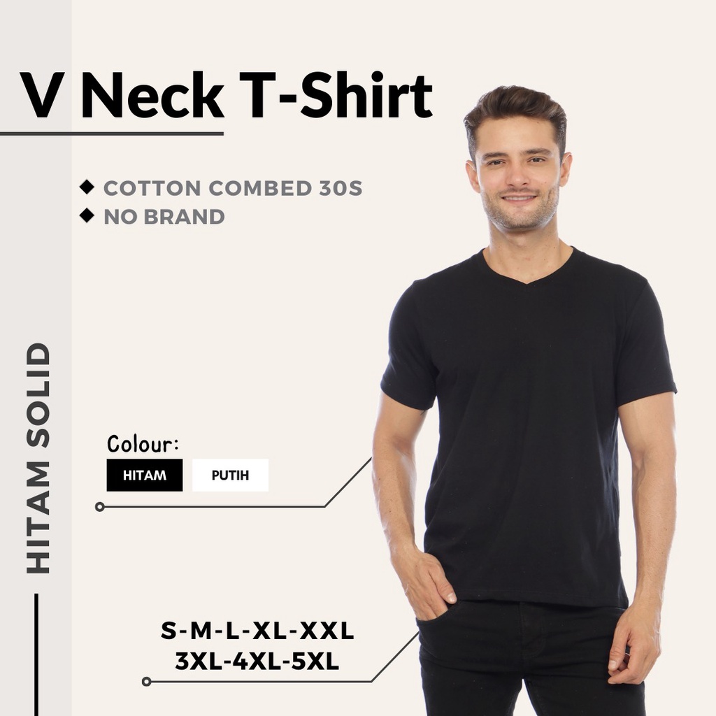 BAJU KAOS POLOS V NECK / LEHER V / SOFT COTTON COMBED 30S KAOS LENGAN PENDEK