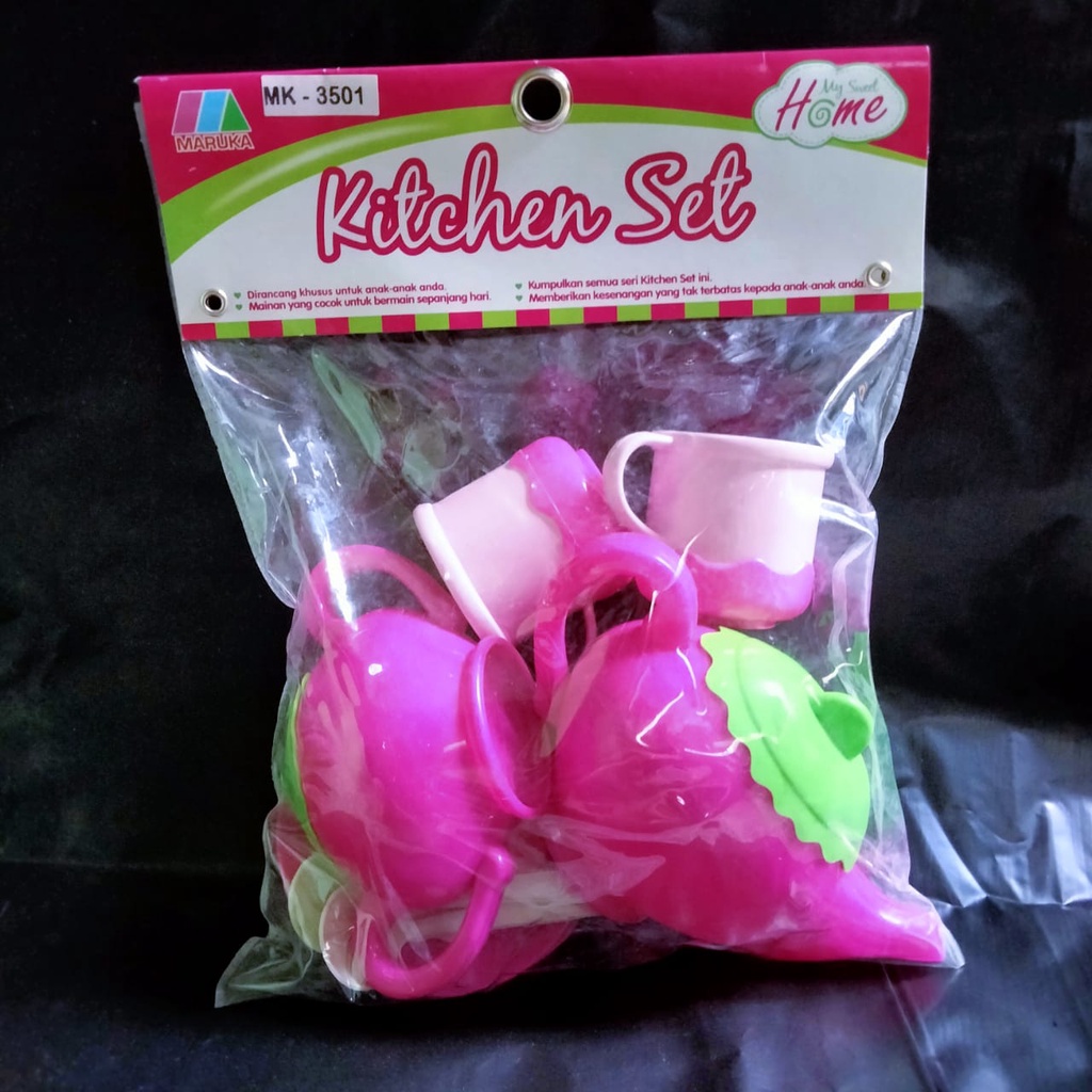 Mainan Anak - Anak Perempuan Teko, Gelas, Piring, dan Sendok Teh // Kitchen Set ( 1 Set )