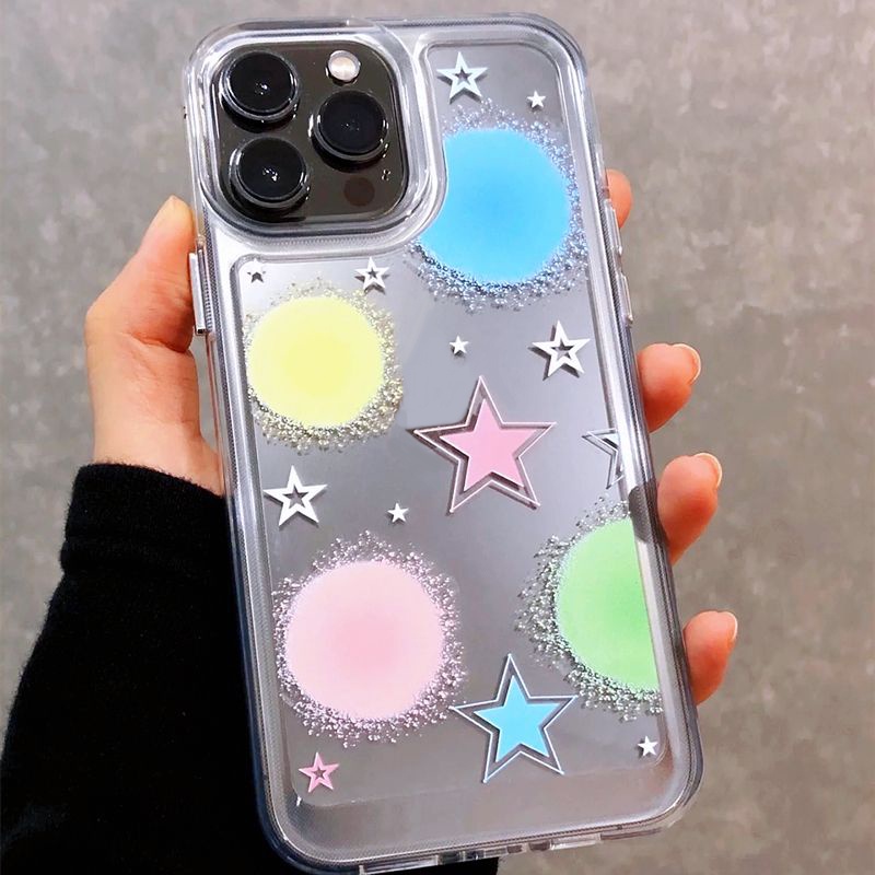 IPHONE Dot Star Soft Case Kompatibel Untuk Iphone14 13 12 11 Pro XS Max XR X8 7 Plus Casing Ponsel Silikon Transparan TPU Shockproof Cover