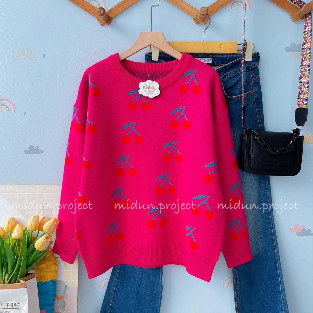 CHERRY KNIT SWEATER | SWEATER PREMIUM MOTIF